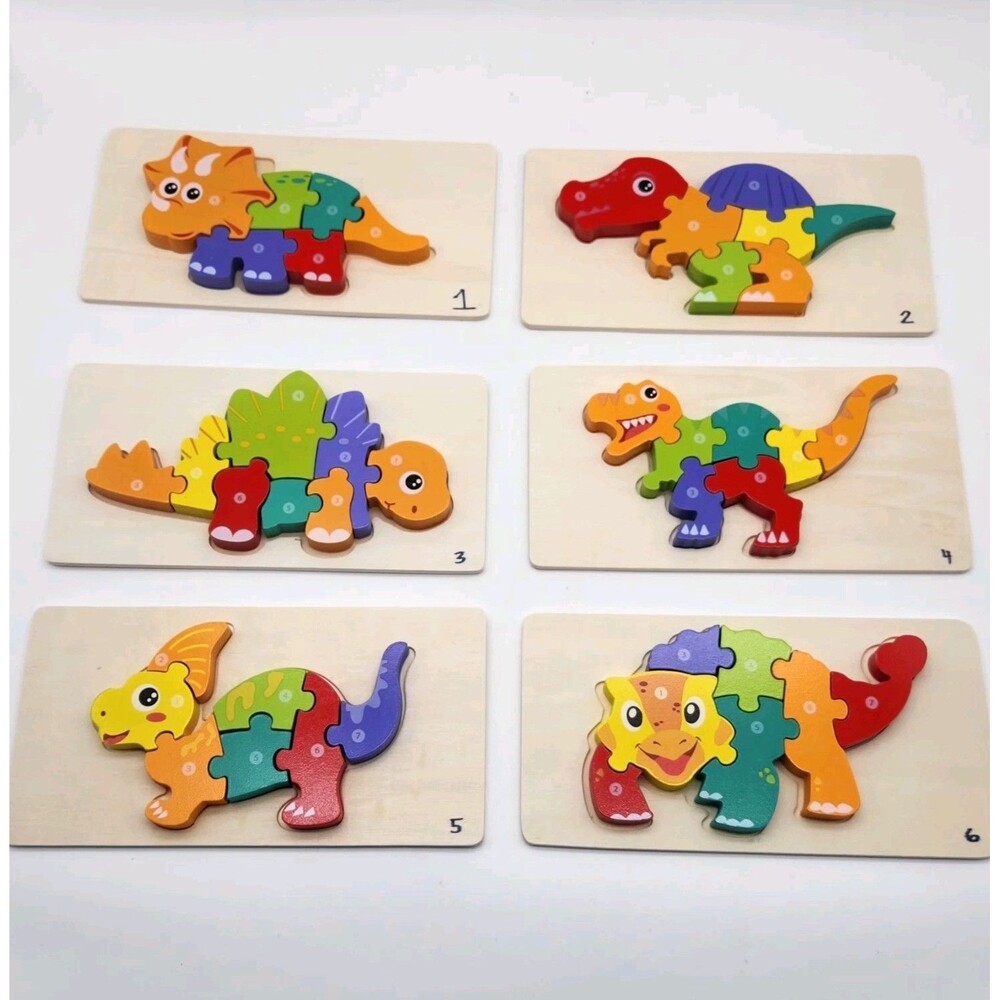 6-Pack Dinosaur Puzzles for Kids Ages 3-5 - Montessori Toys for 2 Year Old - ...